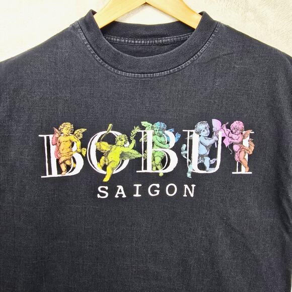 Bobui Saigon Shirt Mens Medium Black Cherob Angel Streetwear - Picture 1 of 8